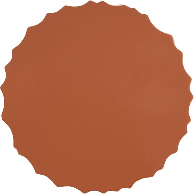 Terracotta Wave Textured MGO Cylindrical Side Table, Indoor & Outdoor Multi-Use Stool Table for Living Room Patio Balcony