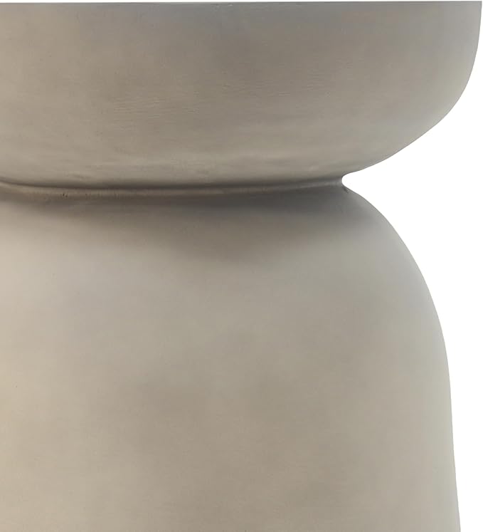 Outdoor Side Table Concrete End Table Faux Stone Side Tables Small Coffee Tables for Indoor Outdoor, Garden Stool Plant Stand for Porch, Backyard Patio, 15.75"*15.75" *18*Light Grey-Round