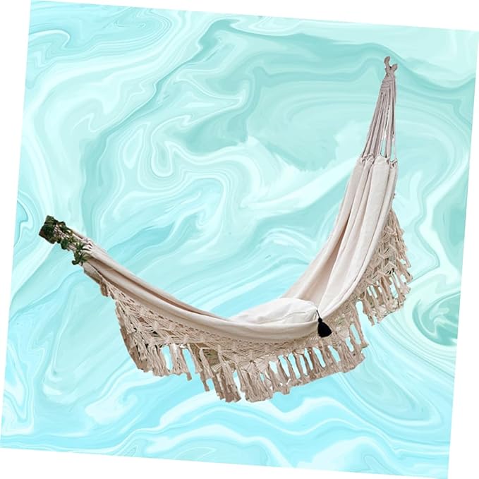 Sosoport Double Hammock Camping Hammock Boho Outdoor Furniture Swing Sleeping Bed Fashion Canvas