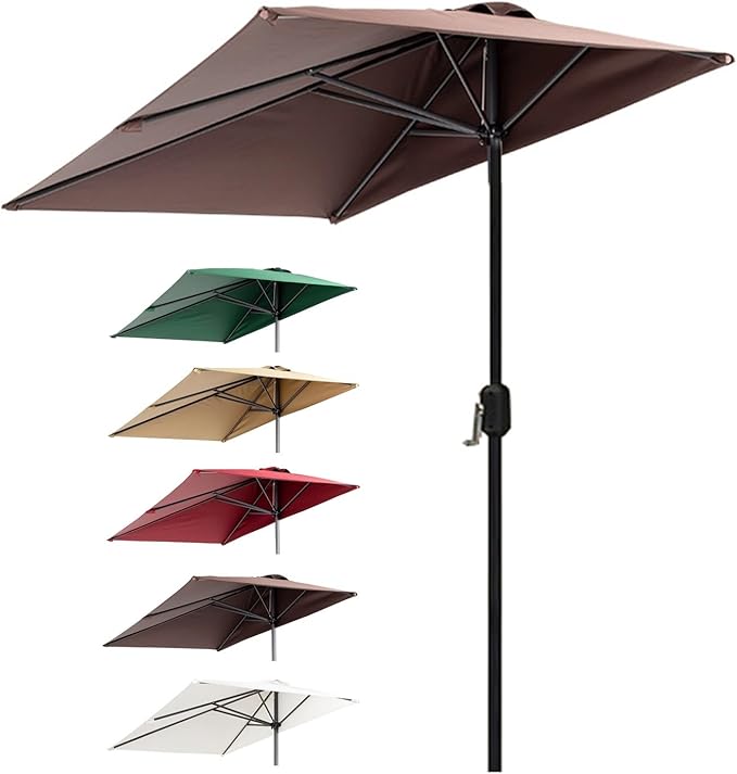 250cm against the wall Umbrella Half Rectangular Outdoor Patio Umbrella with Easy Crank Adjustable Height Without Base for gardens, balconies,patios,apartment terraces,cafes