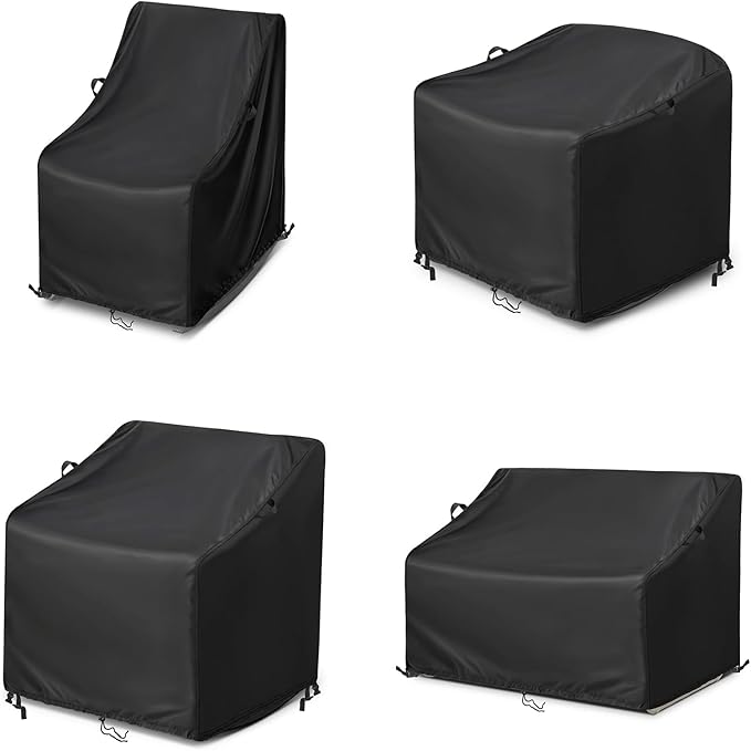 Kasla Patio Chair Cover, Waterproof Heavy Duty Cover for Outdoor Rocking Chair & Papasan Chair & Rattan Wicker Chair & Swivel Chair & Dining Chair & Outdoor Sofa (Black, Custom Cover)
