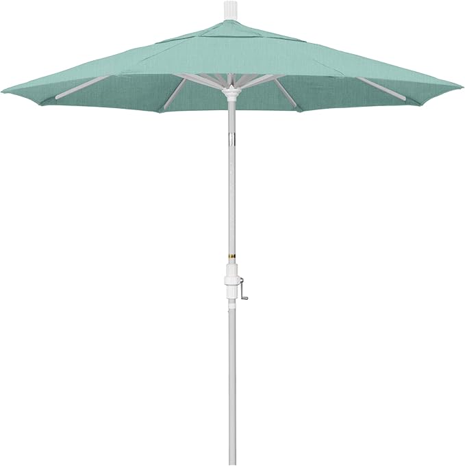 California Umbrella 7.5' Rd. Aluminum Patio Umbrella, Crank Lift, Collar Tilt, White