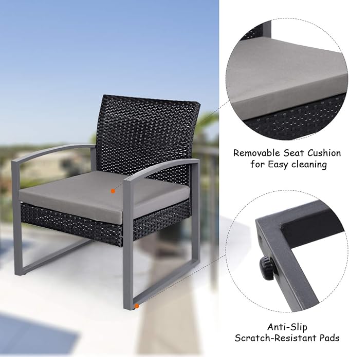 Tangkula 4 PCS Outdoor Patio Furniture Rattan Wicker Conversation Set, As pic