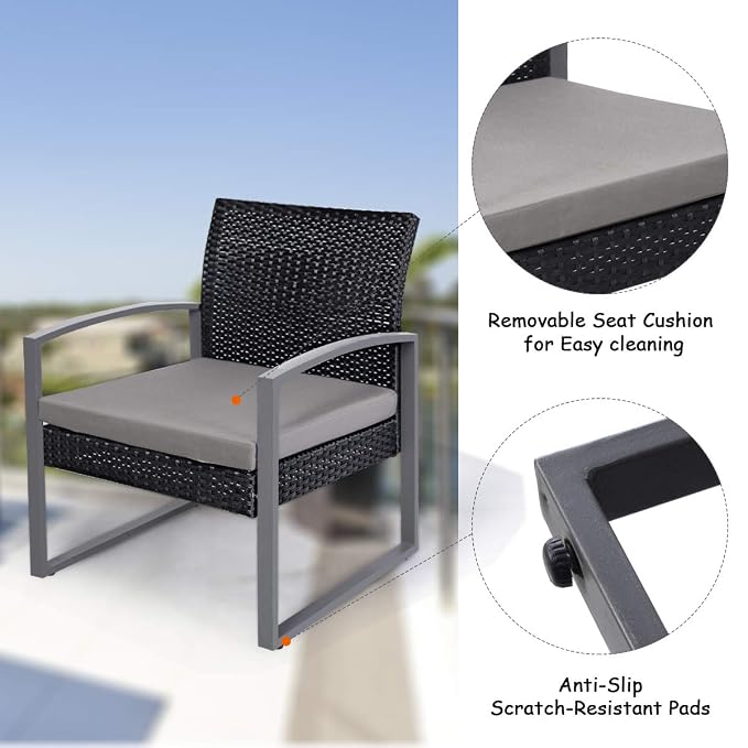 Tangkula 4 PCS Outdoor Patio Furniture Rattan Wicker Conversation Set, As pic