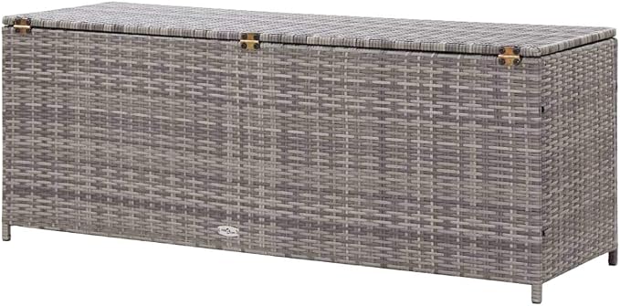 (Fast Shipments) Deck Storage Container, Organization & Outdoor Storage Container for Patio Furniture Pillows, Garden Tools Garden Storage Box Gray 47.2"x19.7"x23.6" Poly Rattan