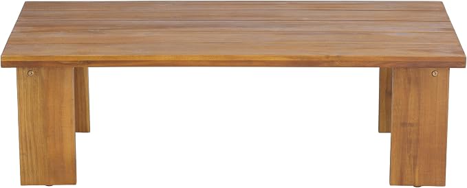 Christopher Knight Home Archer 2 Piece Loveseat Sofa and Coffee Table Set, Acacia Wood Patio Furniture Set with Removable Cushion, Patio Conversation Set with Slatted Design, Beige+Teak