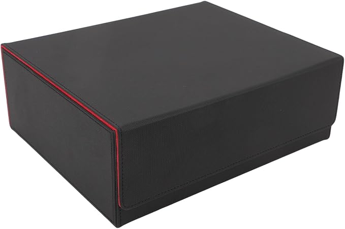 Card Deck Box, 3 Rows Card Storage Case Large Capacity Magnetic Closure PU Leather Case for Game Cards (Black Shell with Red Lining), SPYMINNPOO56e0otwcgp-12