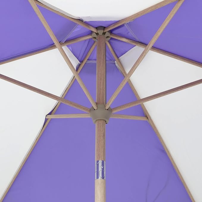 Tempera 9ft Purple Scalloped Patio Umbrellas Outdoor Table Umbrellas with Fade Resistant Canopy, 8 Sturdy Rids, Elegant Vintage Umbrellas for Lawn, Pool, Deck, Balcony