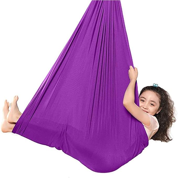 Sensory Therapy Swing Soft Hammock for Outdoor Indoor Hanging Chair for Kids Child and Teens 440 Lbs Load Capacity (Color : Purple, Size : 100 x 280 cm)