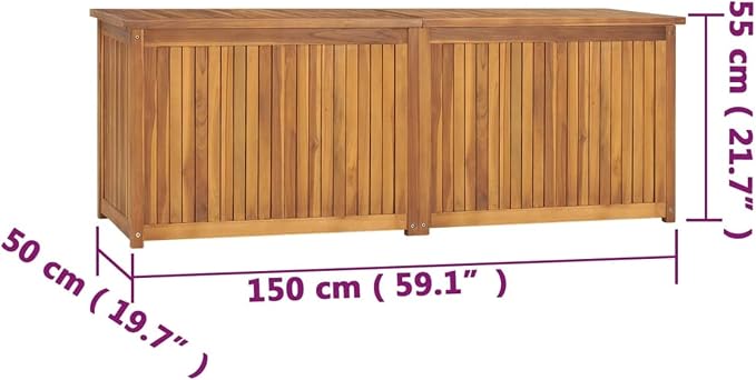 Bopdu Outdoor Storage Box 59.1"x19.7"x21.7", Solid Wood Indoor Outdoor Patio Storage Waterproof Deck Boxes Garden Deck Storage Container