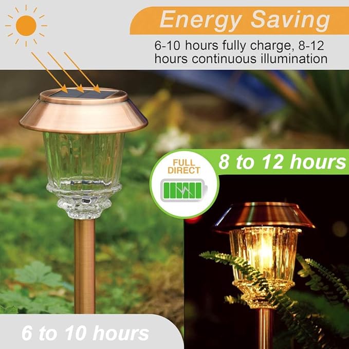XMCOSY+ Solar Pathway Lights Outdoor - 6 Pack Solar Garden Lights, 10-40 LM Dimmable Solar Lights Outdoor Waterproof Auto On/Off IP 65 Solar Powered Landscape Lighting for Patio Walkway Driveway