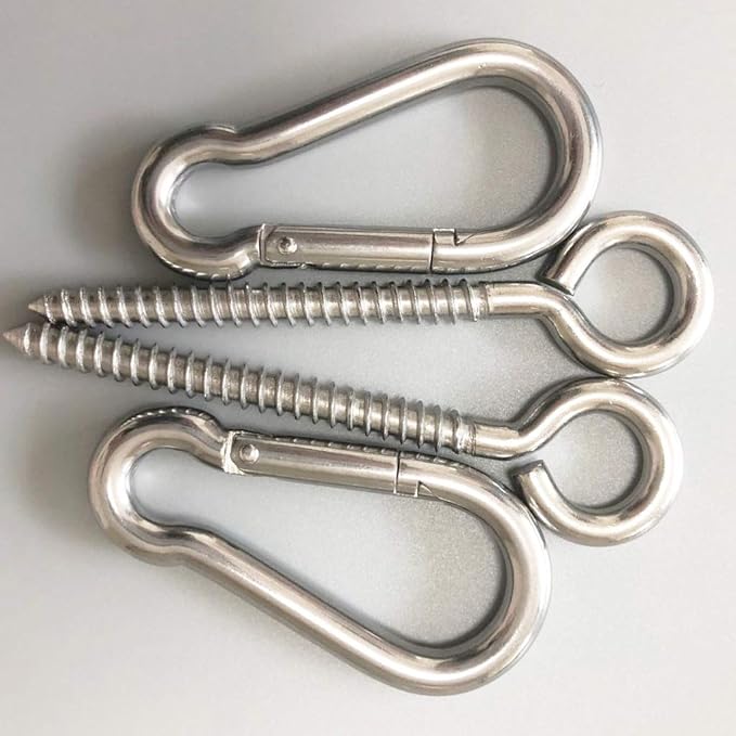 Hammock Hanging Kit, Heavy Duty Swing Hangers Eye Hooks for Hanging Swing Stainless Steel Hammock Hook Carabiner Set Swing Hardware for Yoga Chair Indoor Outdoor
