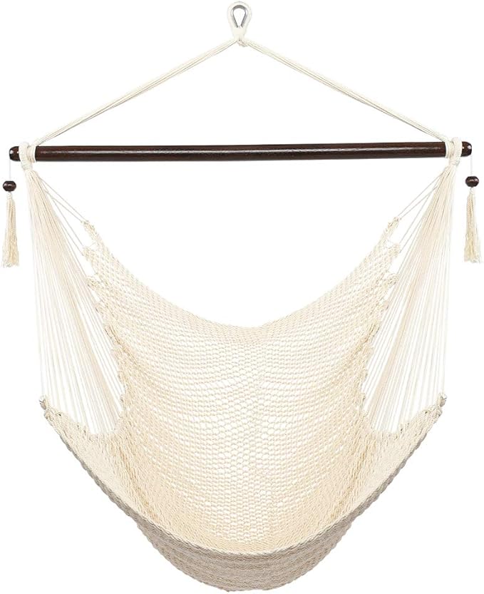 Large Hammock Swing Seat with Tassels(Tan)