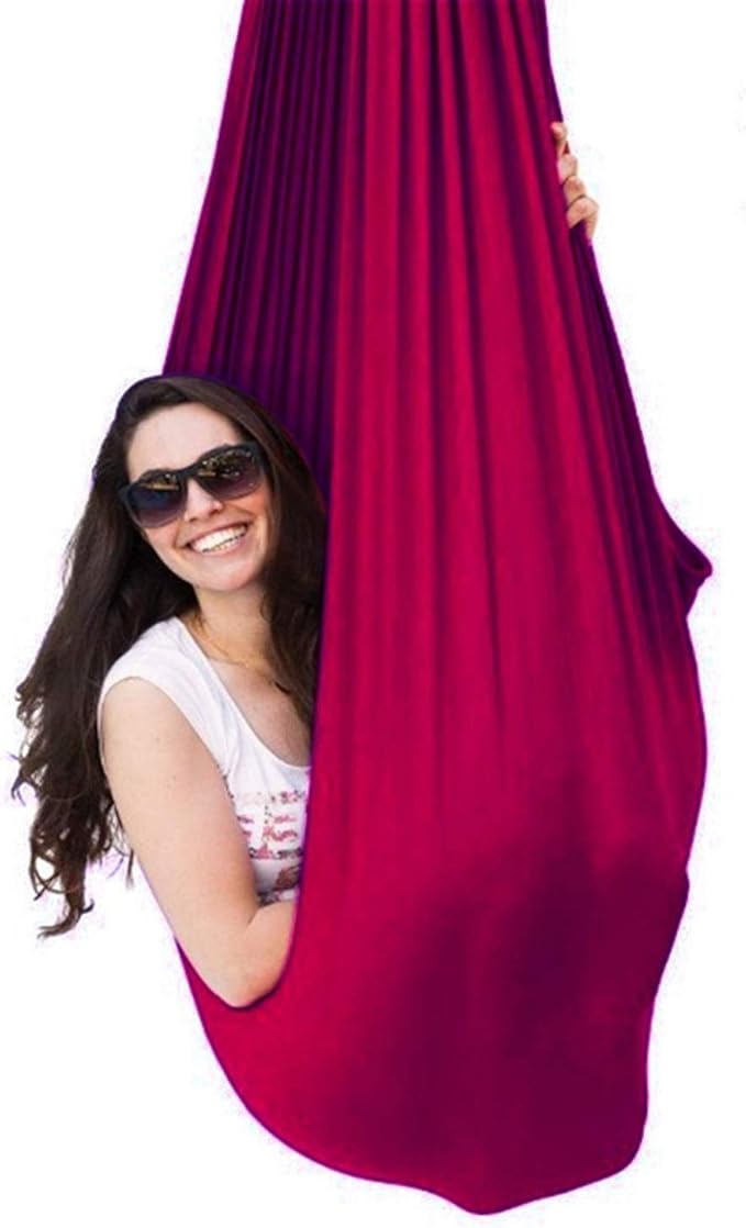 Indoor Swing Seat for Kids Child and Teens Hanging Hammock for Indoor Outdoor Calming Effect On Children with Sensory Needs Included Accessories (Color : Red, Size : 100 x 280 cm (L x W))