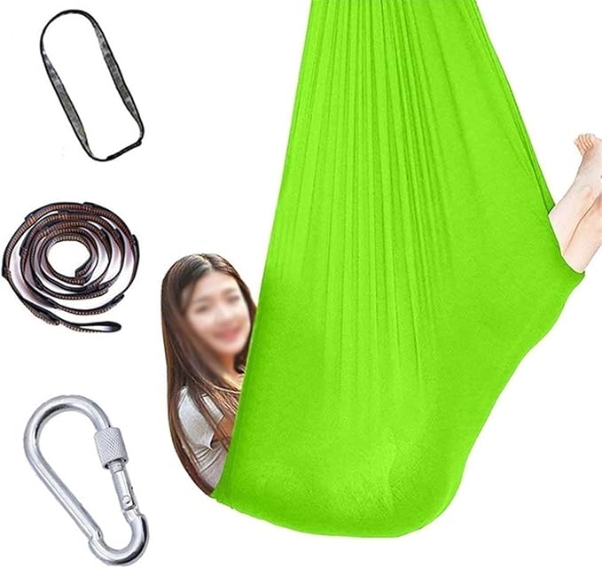Sensory Hammock Swing Chair for Adults/Kids with Hardware Adjustable Snuggle Hammock Has Calming Effect On Child with Special Needs (Color : Green, Size : 100x280cm/39x110in)