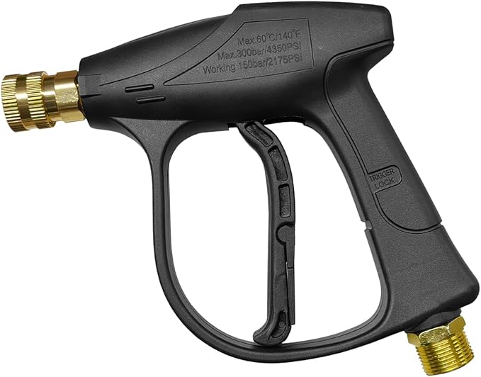 YoRise High-Pressure Car Washer Gun, 4350 PSI Max Power Automotive Washer Short Gun with 1/4" Outlet Quick Connect, M22-14 Thread Mini Vehicle Cleaning Sprayer Guns Tool(Gun)