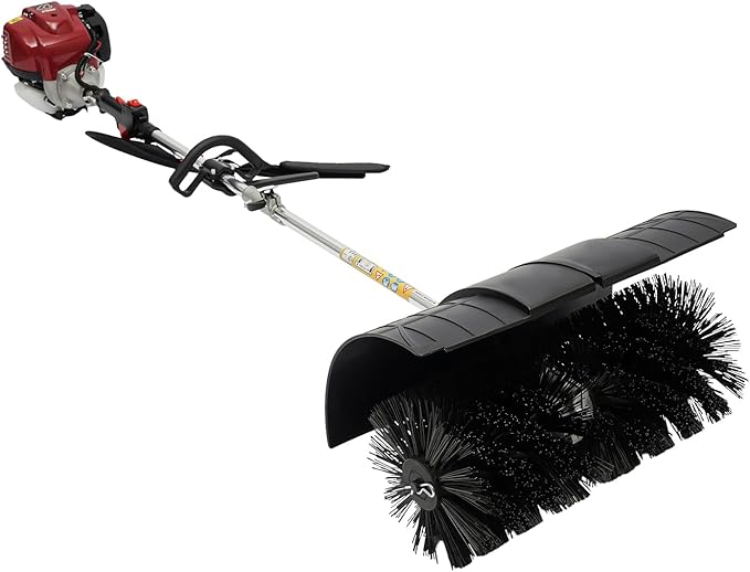 Gas Power Broom 31CC 4-Stroke Portable Handheld Artificial Lawn Sweeper Machine Gasoline Powered Outdoor Sweeper Turf Power Broom for Artificial Grass Dirt Leaves Artificial Turf & Light Snow