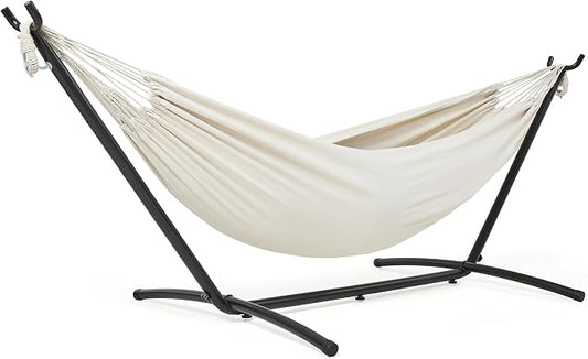 Mondeer Double Hammock with Portable Outdoor Stand 2 Person Hammock for Camping Beach Travel 200kg Load Capacity Beige