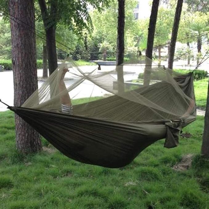 Camping Hammock Bed 1-2 Person Portable Outdoor Camping Hammock Parachute Fabric Hanging Bed Hunting Sleeping Swing Hamac Hammock Swing (Color : Pink)