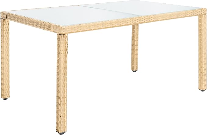 SAFAVIEH Outdoor Collection Jolin Natural/White Cushion Wicker Dining Set