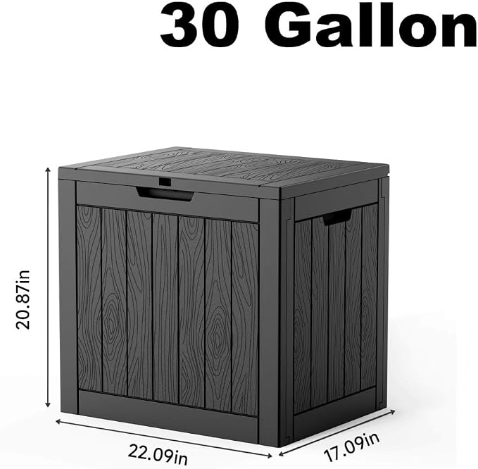 30 Gallon Outdoor Storage Box with Weather Resistant Resin Construction for Deck Patio and Backyard Use