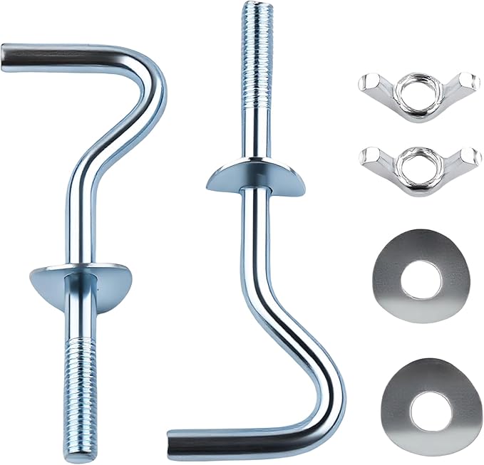 No Rust 3/8 Inch Diameter 2 Pcs Hammock Hooks Galvanized Zinc Hook Heavy Duty Metal Indoor Outdoor Hammocks Replacement Silver Hooks for 1-1/4 to 2 Inch Stand Holes Home Hardware Accessories