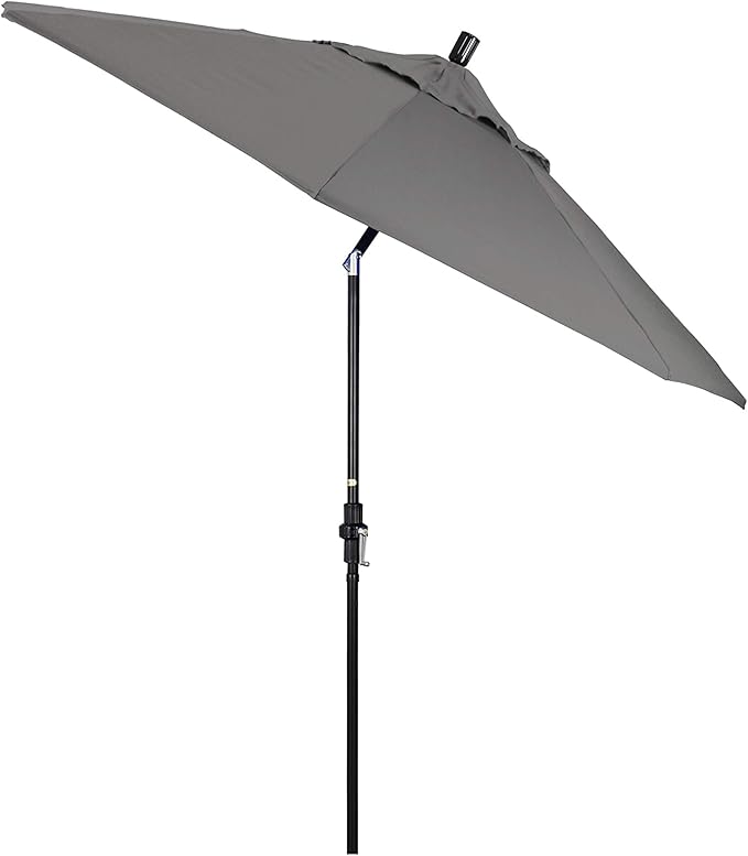 California Umbrella 9' Round Crank Lift, Collar Tilt, Aluminum Pole, Fiberglass Rib Patio Umbrella,