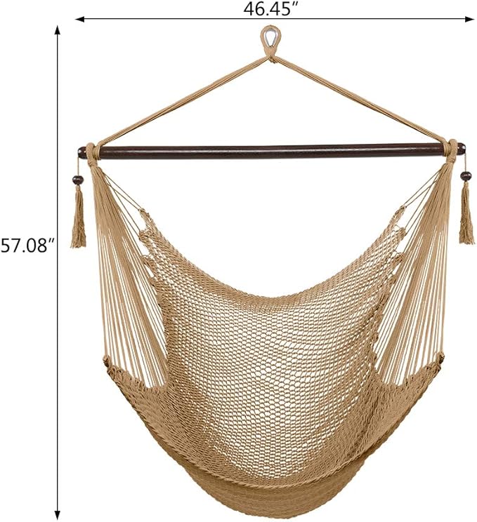 Large Hammock Swing Seat with Tassels(Coffee)