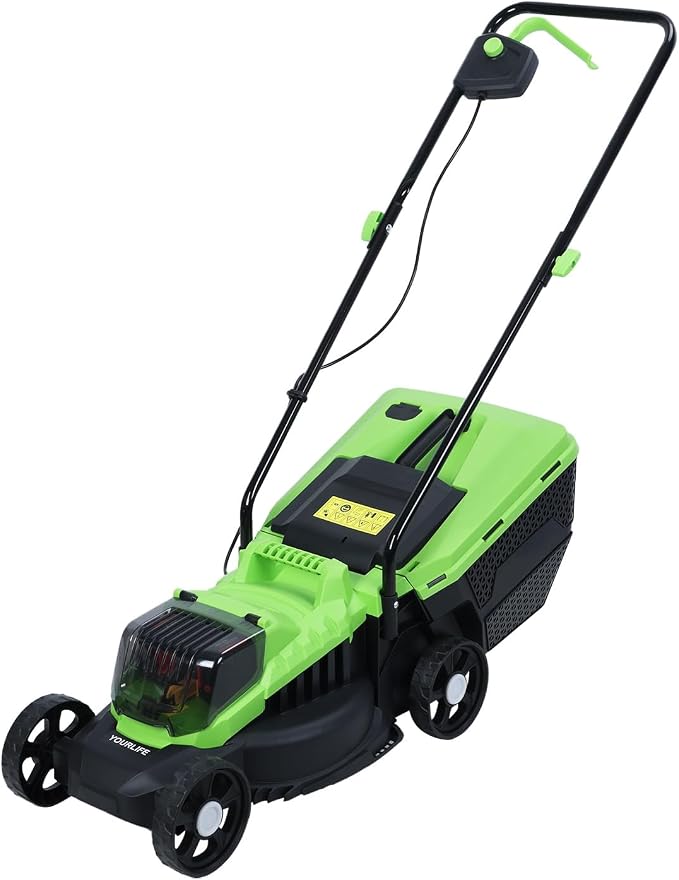 Electric Lawn Mower 1600W Self-Propelled Lawn Mower Cordless Brushless with 30L Grass Tank Brushless Motor Three Adjustable Height 25 45 65mm 3600Rpm US Plug