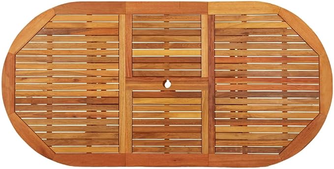 Solid Eucalyptus Wood Patio Table with Umbrella Hole 78.7x39.4x29.5 Inches Extendable Outdoor Dining Table for Garden, Deck, Backyard