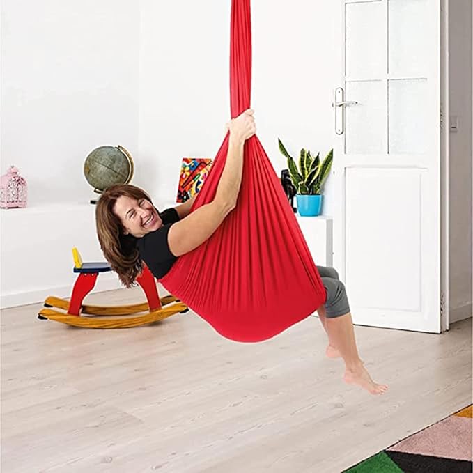 NP Elastic Children Therapy Sensory Hammocks Indoor Swing Seat Aerial Yoga Hammock,Kids/Adult Elastic Swings for Autism, ADHD, Aspergers (Size : 150x280cm)
