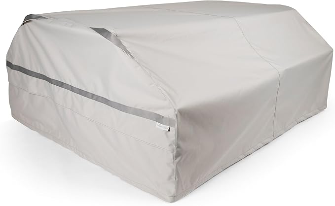 Covermates Prestige Picnic Table Cover – All-Weather Outdoor Furniture Protection, Water-Resistant Polyester with Mesh Vents, Secure Drawcord & Buckle Straps, 76W x 62D x 32H, Stone