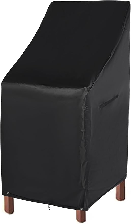 RosieLily Patio Chair Covers High Back Outdoor Bar Stool Covers (1 Pack-Black, 25.2"W x 25.2"D x 47.24"H)