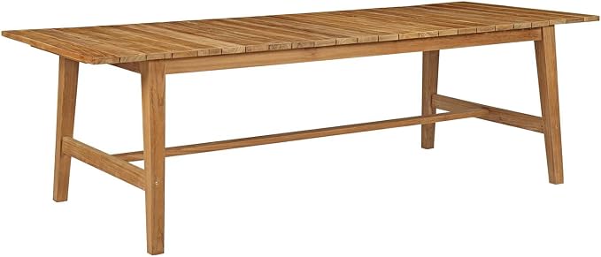Modway Dorset Teak Wood Outdoor Patio 98.5" Dining Table in Natural