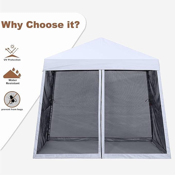 MASTERCANOPY Pop Up Gazebo Canopy with Mosquito Netting (11x11, White)