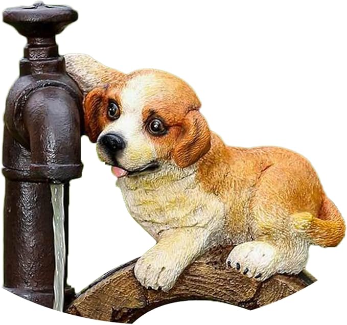 Jeco Inc. FCL172 Playing Dogs LED Light Barrel Outdoor Fountain