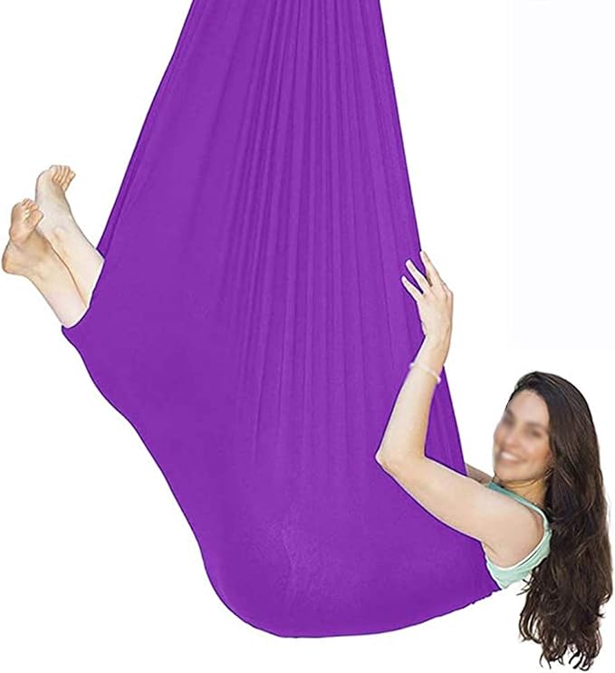 Indoor Swing for Kids Adult Sensory Elastic Swing Adjustable Hammock Yoga Swing for Autism ADHD Aspergers (Color : Purple, Size : 100 x 280 cm (L x W))