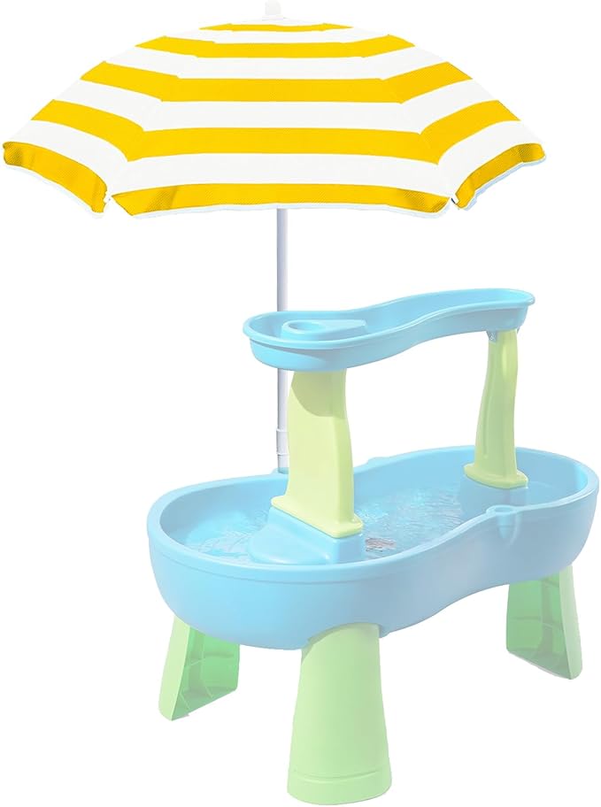 Water Table Umbrella for Kids - Heavy Duty 47" Portable Outdoor Umbrella with UPF50+ Protection, Beach Shade Cover for Sand Play, Camping & Picnic Tables, Sunshine Yellow