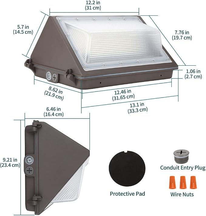LED Wall Pack with Dusk-to-Dawn Photocell, 60W 7800lm 130lm/W | 5000K Daylight 100-277V IP65 Waterproof Outdoor Wall Light Fixture for House Exterior, Yard, Garage Entrance, ETL Listed