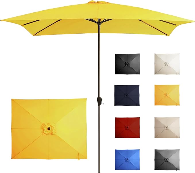 Ayge 8x10FT Large Rectangular Patio Umbrella Outdoor Table Umbrella w/Crank Rectangle Market Umbrella UV Protection for Garden, Deck,Lawn,Yard & Pool,Yellow