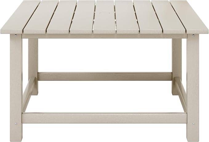 Costaelm Patio Conversation Set, 5 Piece Balcony Furniture, Small Patio Firepit Furniture Outdoor Adirondack Square Coffee Table and Chair for Backyard Lawn Porch Pool Garden, Sand