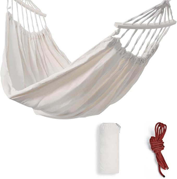 Portable Hammock Double Hammocks for Camping Travel Beach Outdoor, Camping Accessories Single Double Hammock for Outdoor/Indoor,White,Double