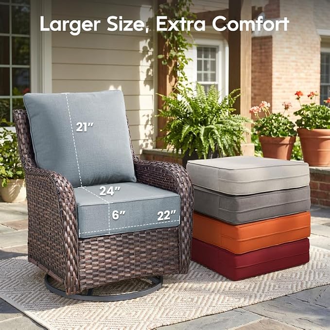 Luxury 22*24*6in Outdoor Patio Cushions, 4 Pieces Sky Blue Outdoor Cushion | 6'' Thick Outdoor Cushions, Water-Resistant, Reversible, Removable Cover, for Patio Chairs Sofa Couch Loveseat