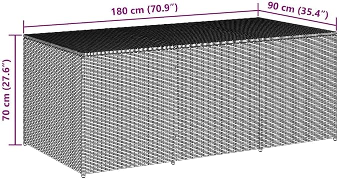 Large Outdoor Poly Rattan Storage Box with PE Liner and Gas Lift, 70.9"x35.4"x27.6", Gray