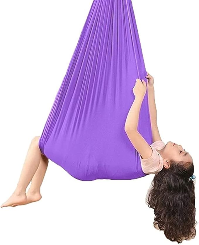 Indoor Outdoor Sensory Swing Therapy Hammock Kids Snuggle Cuddle Hammock Special Needs for Children Autism ADHD ADD (Color : Purple, Size : 150 * 280CM/59 * 110in)