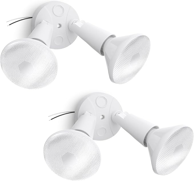 Onforu 2-Pack Adjustable Twin PAR Holder, Outdoor Flood Light Fixture Max 300W (Bulbs Not Included), Switch Controlled Security Lights, Exterior Flood Lighting for Garage, Driveway, Porch