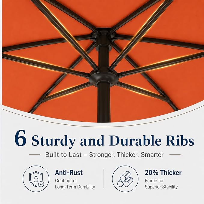 7.5ft Patio Umbrella, Outdoor Table Market Umbrella with Smooth Crank Lift, 6 Windproof Fiberglass Ribs, UPF50+ UV Protection for Deck, Pool, Garden and Backyard