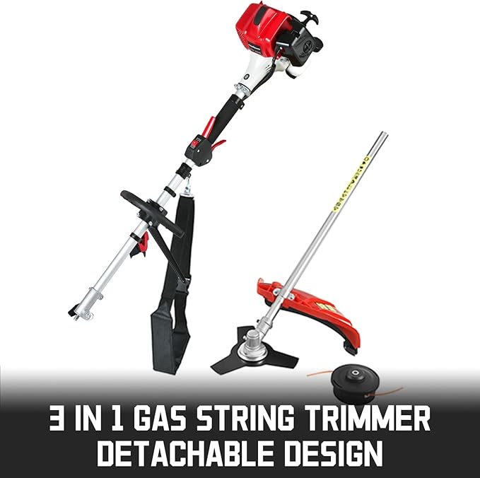 PowerSmart 25.4cc Gas Weed Wacker, String Trimmer/Edger 16-Inch with 10-Inch Brush Cutter for Grass Cutting 18lb Gas Trimmer
