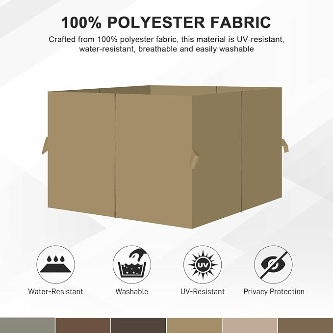 Aoodor 10x10 ft Outdoor Gazebo Curtains, 4 Panels Waterproof Privacy Sidewall Replacement with Zipper for Patio Pergola and Canopy, Khaki