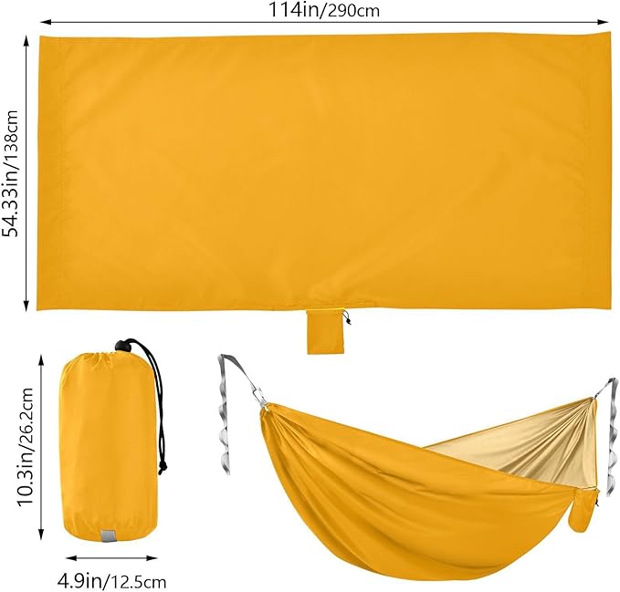 Orange Solid Color Pure Plain Yellow 330lb Capacity Outdoor Hammocks with Portabl Carry Bag Portable Hammock for Outside Beach Patio Garden jamaca para Patio